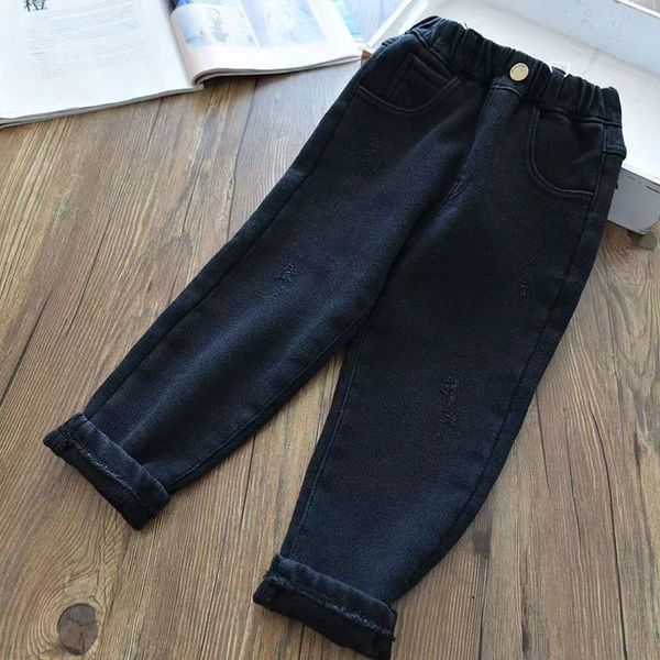 Jeans Inverno Ragazze ragazzi Jeans addensati caldi tinta unita Capispalla Bambini Jeans Denim Pants12M-6T 230904