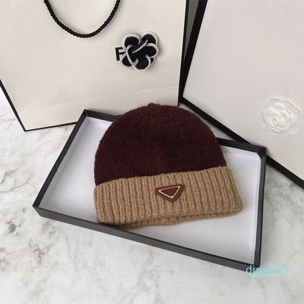 Damen-Süßigkeitsfarben-Patchwork-Herbst- und Winterwärme-Designer-Beanie-Mütze, Herrenmütze, sportlicher Stil, Casquette mit Buchstabendruck