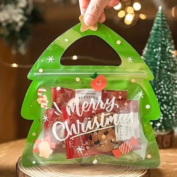 Decorações de Natal 10pcs Sacos de presente de festival perfeitos para festas de aniversário e decoração de feriados Ideal Candy Biscoito Biscoitos Chocolate 230905