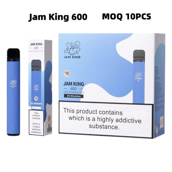 100% оригинальные электронные сигареты Vapes Disposable Puff 600 Jam King со вкусом электронной сигареты, 2 мл, предварительно заполненный аккумулятор емкостью 550 мАч, вейперы puffbar vs Crystal Vape Pen razz bar