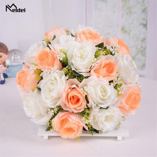 18 teste bouquet da sposa fiori accessori da matrimonio piccolo bouquet da sposa rose di seta matrimonio per damigelle decorazione196q