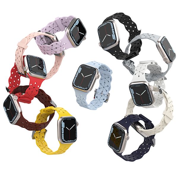 Cinturini intelligenti per cinturino sportivo in silicone morbido per cinturino Apple Watch Ultra iwatch Band 8 9 4 5 6 7 Serie Lightwight 38mm 40mm 41mm 42mm 44mm 45mm 49mm