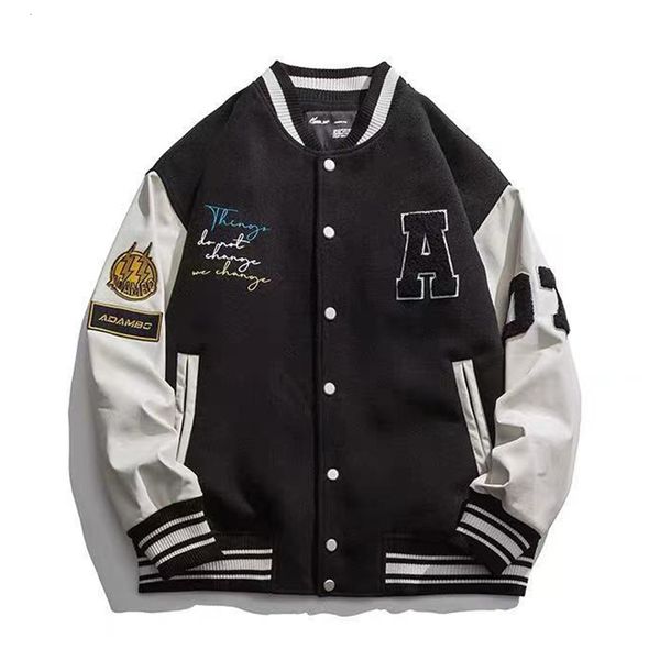 Herrenjacken Hi Street Jacke Mode Bär Stickerei Streetwear Hip Hop Schwarz Varsity Oberbekleidung Übergroße Paare Freizeitmantel 230904