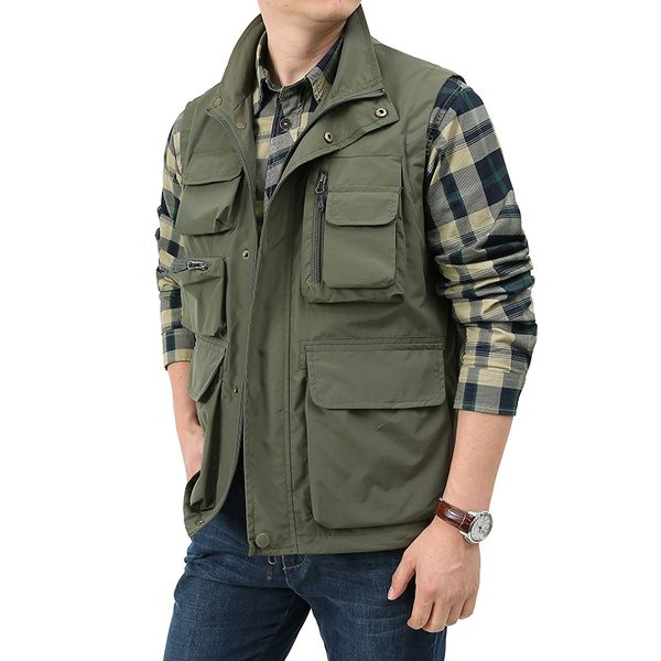 Gilets pour hommes Hommes Gilet Gilet Veste Beaucoup De Poche Mâle Manteau Sans Manches 5XL Gilet Voyage En Plein Air Pographe Pêche Randonnée Vestes Vêtements 230904