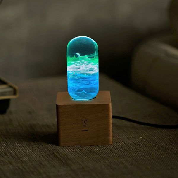 EP Light - Prateria, lampada da tavolo in resina di legno, luce notturna ambientale creativa, lampada da scrivania per decorazioni da tavola, regalo di Natale per le vacanze