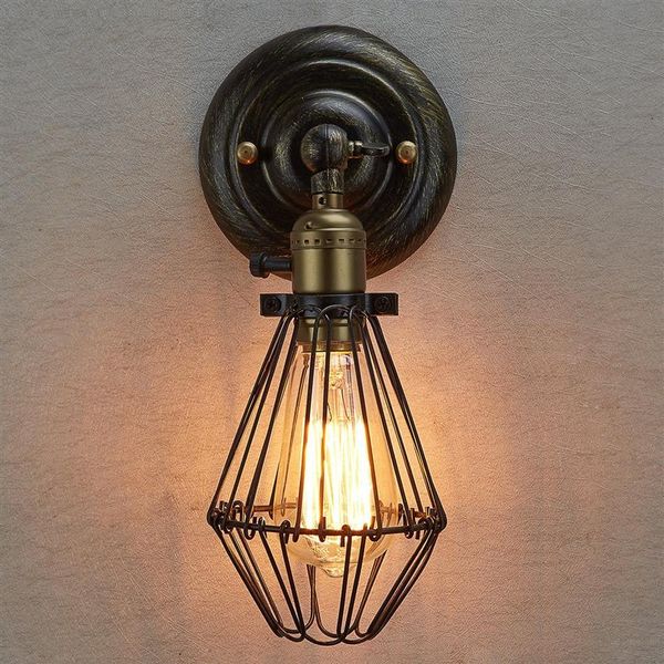 Lampade da parete Edison Lampadari vintage Rustico Filo appeso Gabbia industriale Luce camera da letto corridoio259S