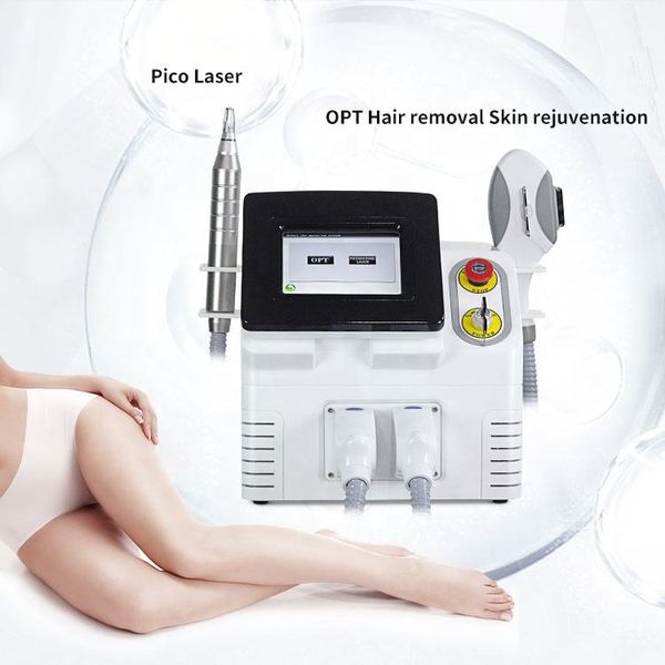 CE aprovado remoção de tatuagem de cabelo poro encolhendo peeling de carbono 2 em 1 OPT Plus Pico Laser portátil máquina de beleza cabeças de laser mutáveis