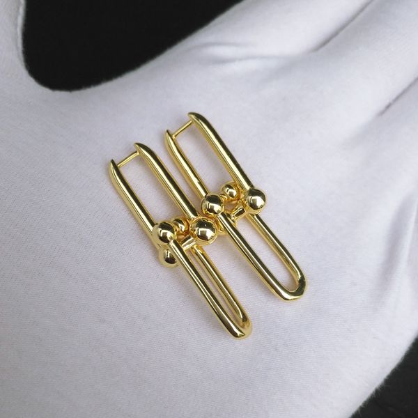 Yeni 100% 925 Gümüş Moda Hardwear u şekil saplama tasarımı u zincirleri bağlantı küpe küpe altın kadınlar için altın lüks orijinal mavi kutu marka logo hediyesi
