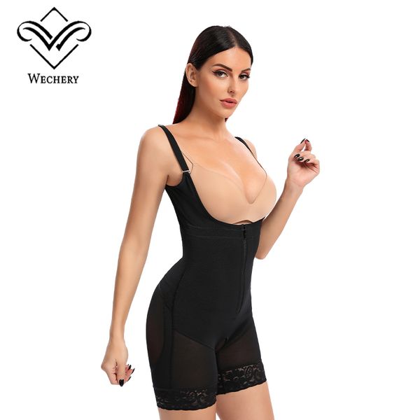 Faja de barriga com zíper virilha bodysuit compressão modeladores de corpo faha de mujer shapewear feminino fajas colombianas cintura trainer