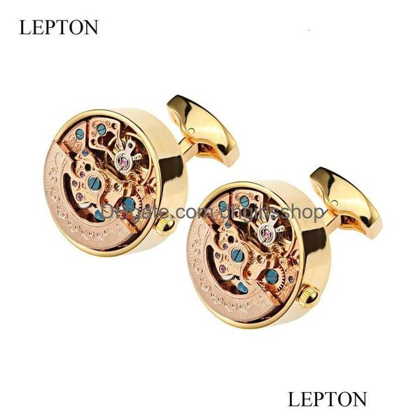 Abotoaduras Assistir Movimento Abotoaduras para Mens Lepton Steampunk Mecanismo de Engrenagem Homens Camisa Francesa Cufflink Gemelos Drop Delivery Judeu Dhd9N