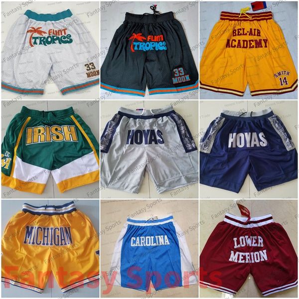 Georgetown Hoyas Basketballshorts Merion High School Flint Tropics Carolina St. Vincent Mary Michigan Wolverines Shorts Taschenreißverschluss Sport