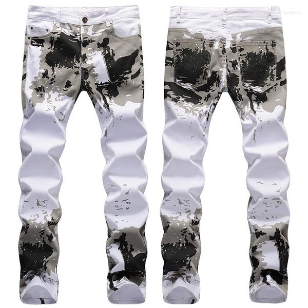Jeans da uomo 2023 Casual Mens Cotone Elastico Slim Skinny Bianco Camouflage Stampa Maschio Sottile Pantaloni In Denim Vaqueros Hombre