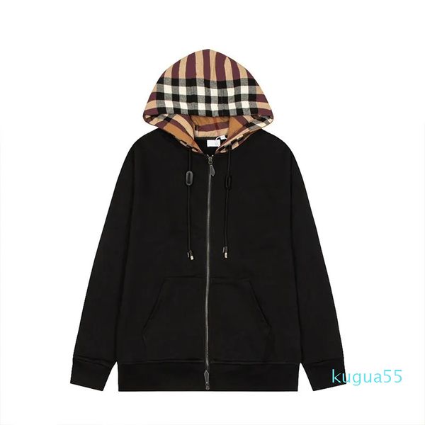 2023-Mens Hoodies Tasarımcı Kadın Ekose Kapüşonlu Fermuar Up Kapşonlu Pamuk Vintage Sweater Sonbahar Kış Moda Sweatshirt