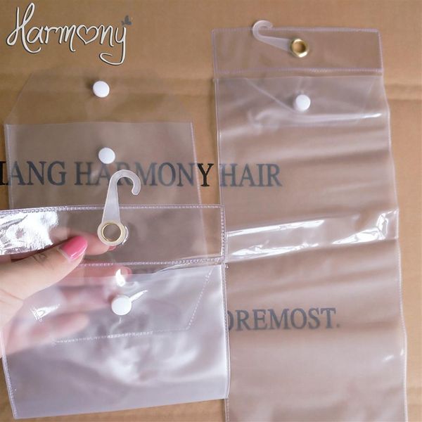 20 Stück 13 cm breite Kunststoff-PVC-Beutel zum Verpacken von Haarverlängerungen, transparente Verpackungsbeutel mit oberem Aufhänger und unterem Knopf305n