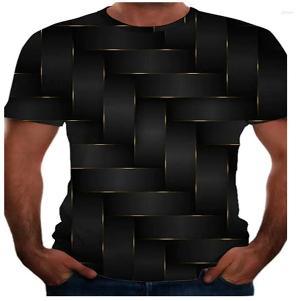 Herren T Shirts 2023 Sommer Top Kurzarm 3D Woven Print Muster Casual T-shirt Rundhals Streetwear