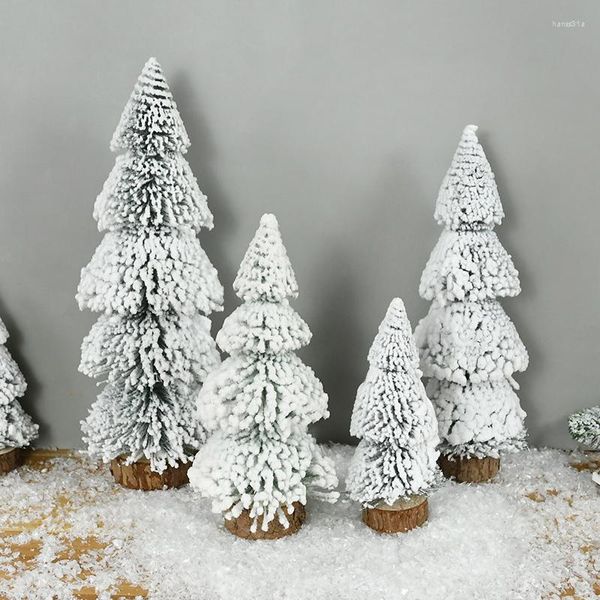 Decorações de Natal 15/20/25/29cm Pinheiro de neve artificial pequeno para mesa de casa Enfeites de ano Presentes de Natal