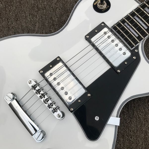 Loja personalizada, feita na China, guitarra elétrica personalizada de alta qualidade, proteção de picareta, escala de jacarandá, hardware cromado,