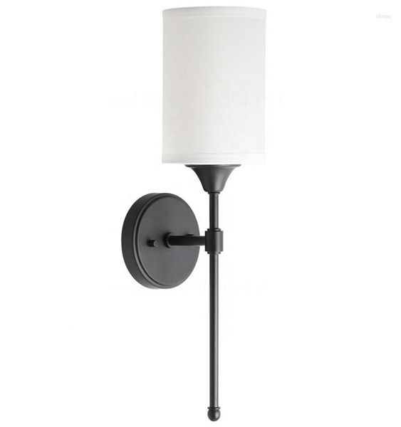 Lampada da parete nordica retrò per paralumi in tessuto arredo bagno specchio luce camera da letto corridoio scale apparecchio moderno sconce in metallo a LED