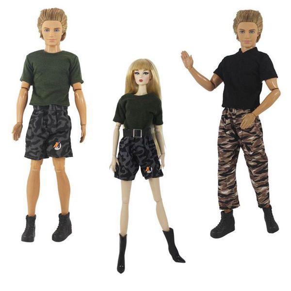 Soldat Kleidung Kawaii Artikel Kinder Spielzeug Weibliche Tops Hosen Mann Tragen Schnelle Lieferung Puppe Zubehör 30 cm Für Barbie Ken Liebhaber Spiel