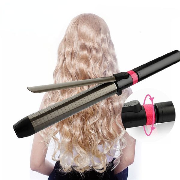Curling Irons Professional Ceramic Hair Curler Rotating Iron Wand LED Curlers Styling Tools 240V EU Socket 230906