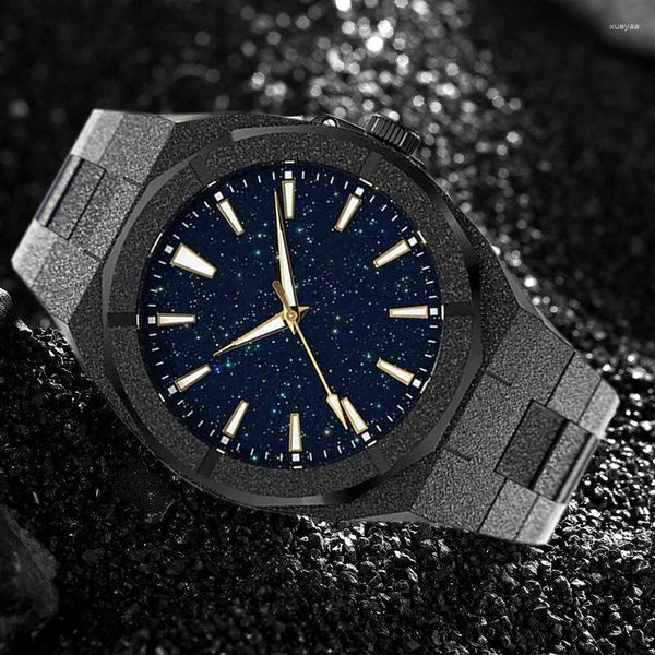 Relógios de pulso Smvp Homens Matte Star Dust Dial Alta Qualidade Completa Cinta de Aço Inoxidável Luxo Fosco Japonês Miyota Quartz Relógios Montre