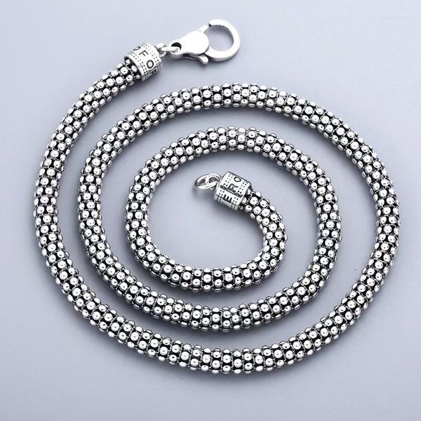 Correntes S925 Sterling Silver Ltalian Popcorn Chain Masculino Cara Dura Textura Hong Kong Estilo Hip-Hop Personalidade Dominadora Moda