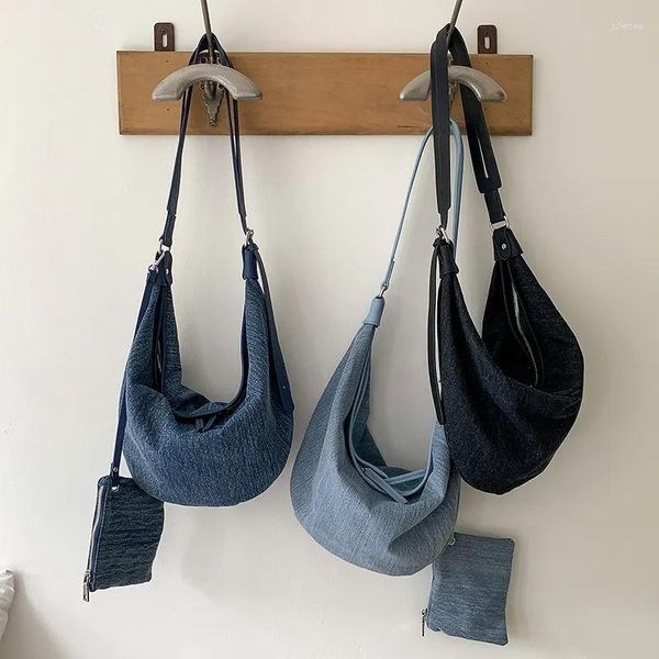 Borse da sera 2023 Borsa a tracolla Borsa da donna Denim Cerniera Messenger femminile Jeans di grande capacità Borsa a tracolla da donna Intera vendita