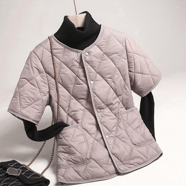 Coletes femininas outono inverno parkas colete jaqueta mulheres 2023 colete mangas curtas fino para baixo algodão casaco quente feminino casual casaco senhoras