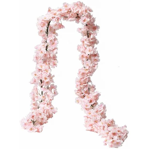 Ghirlande di fiori decorativi 180CM Fiori artificiali Sakura Vite Giardino di nozze Arco di rose Decorazione per la casa Festa di Natale Piante per album di seta finte da sposa 230906