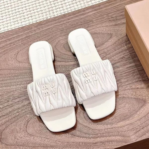 designer slipper woman men sexy luxury Matelasse nappa leather slides Summer sandal beach outdoor fashion casual shoes with box