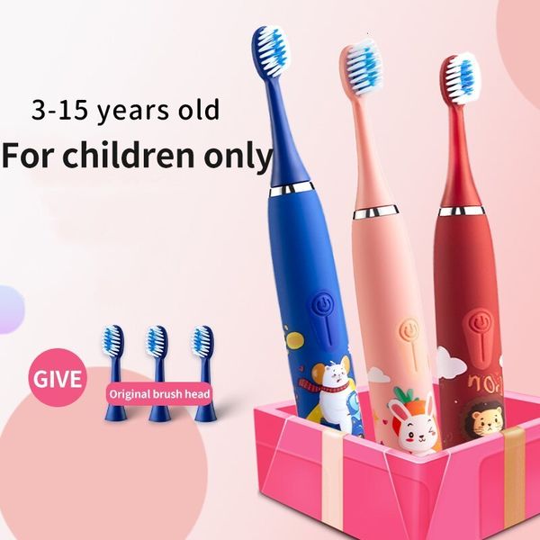 Diş Fırçası Çocuk Yedek Kafaları ile Elektrikli Renkli Karikatür Ultrasonik Şarj Edilebilir Yumuşak Saç Temizleme Fırçası Çocuklar için 230906