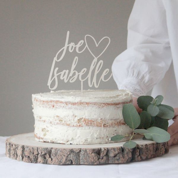 Altri articoli per feste per eventi Topper per torta nuziale personalizzato con nomi a cuore Topper per torta nuziale in legno con cuore d'amore Topper per torta nuziale in oro personalizzato 230906