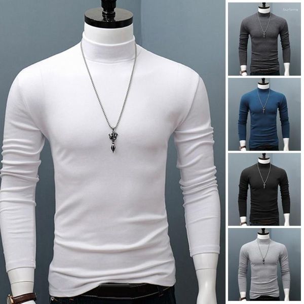 Herrenanzüge A2552 Winter Warme Männer Mock Neck Basic Plain T-shirt Bluse Pullover Langarm Top Männliche Outwear Slim Fit Stretch Mode