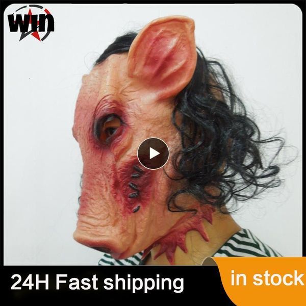 Partymasken 1~10PCS Halloween Gruselige Säge Schweinekopfmaske Cosplay Party Schreckliche Tiermasken Vollgesichtslatexmaske Halloween Party Dekoration 230905