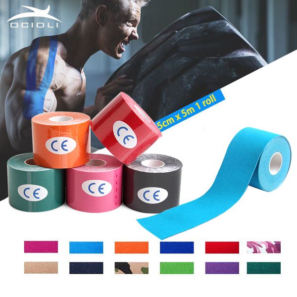 Ginocchiere per gomiti 10 pezzi 5 cm * 5 m Nastro kinesiologico Adesivi muscolari sportivi Rotolo di kinesiotape in cotone Benda adesiva elastica Supporto per lesioni da sforzo 230905