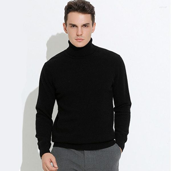 Camisolas masculinas Turtleneck Homens Pulôver Cashmere Mistura de Algodão Camisola de Malha 2023 Outono Inverno Diário Básico Quente Tartaruga Pescoço Jumper Pull