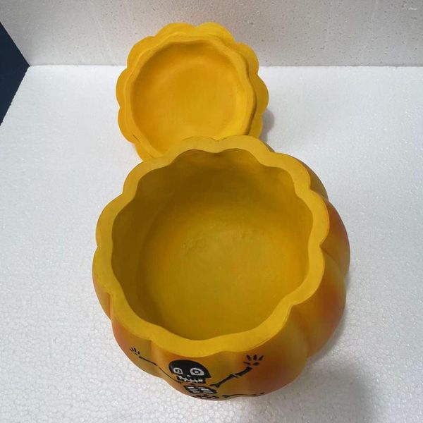 Garrafas de armazenamento pote de biscoitos laranja recipiente de utensílios de mesa resina de doces para escritório cozinha casa ornamento de halloween