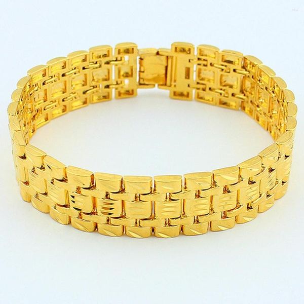 Gliederarmbänder Handgelenkkette Gelbgold gefüllt Damen Herren Armband Statement-Schmuck 8,3 Zoll