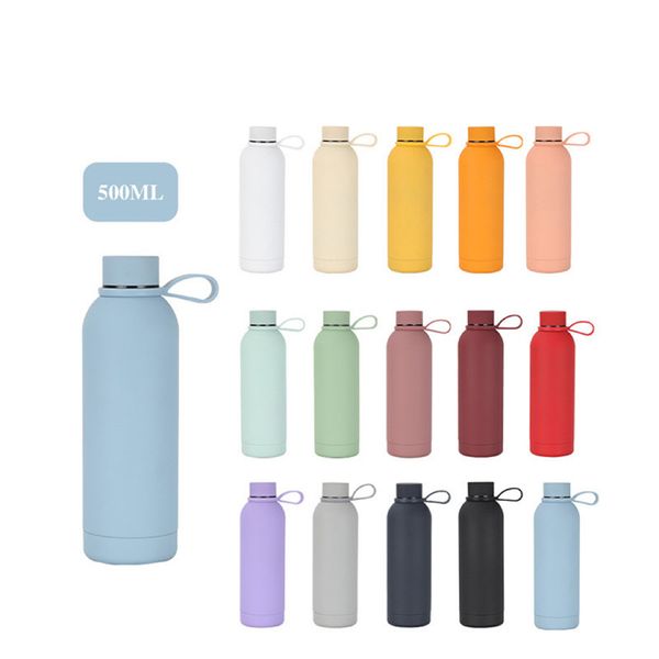 17 oz paslanmaz çelik su şişesi 500ml sızdırmaz metal spor şişesi dayanıklı renkli spor şişesi çoklu renkler mevcut seyahat kupası