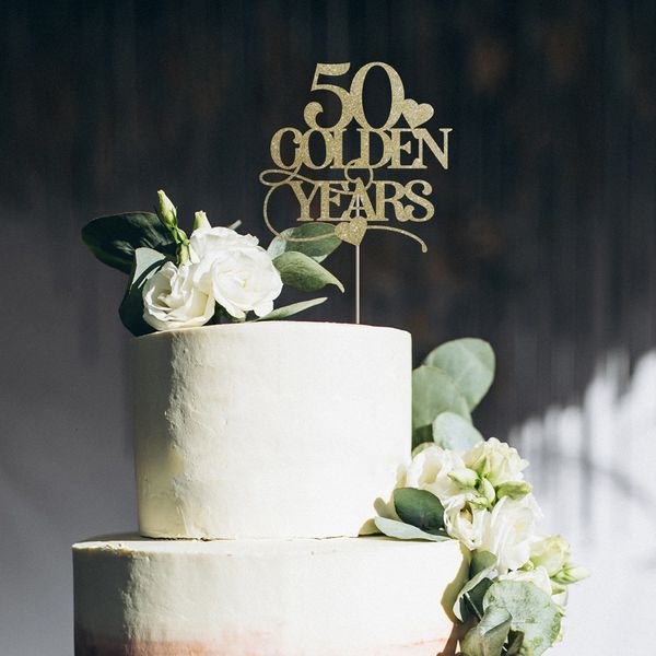 Altri articoli per feste per eventi Decorazioni per feste di anniversario di matrimonio Decorazioni per torta in oro per 50° anniversario 50 anni d'oro Decorazioni per torte Festa di fidanzamento 230906