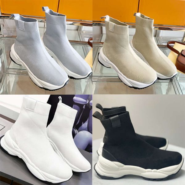 Designers meias de inverno bota sapatos casuais plataforma tênis feminino preto branco luxo malha elástica botas tênis EU36-42 no466