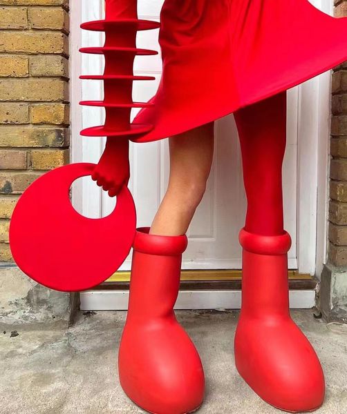 Wasserdichte große rote Stiefel, 3D-gedruckte Luxusstiefel, komplett rote Luxus-Stiefeletten, Designer-Männer und Damen-Booties, Vier-Jahreszeiten-Schuhe