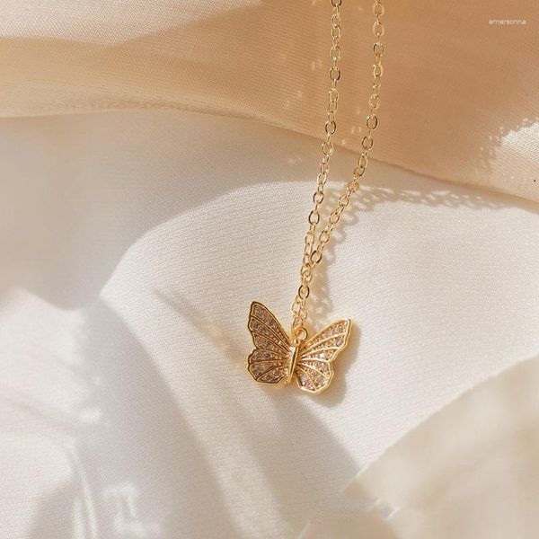 Колье с золотым цирконием и бабочкой, блестящее животное, праздничный подарок для женщин и девочек, 2023, модные украшения