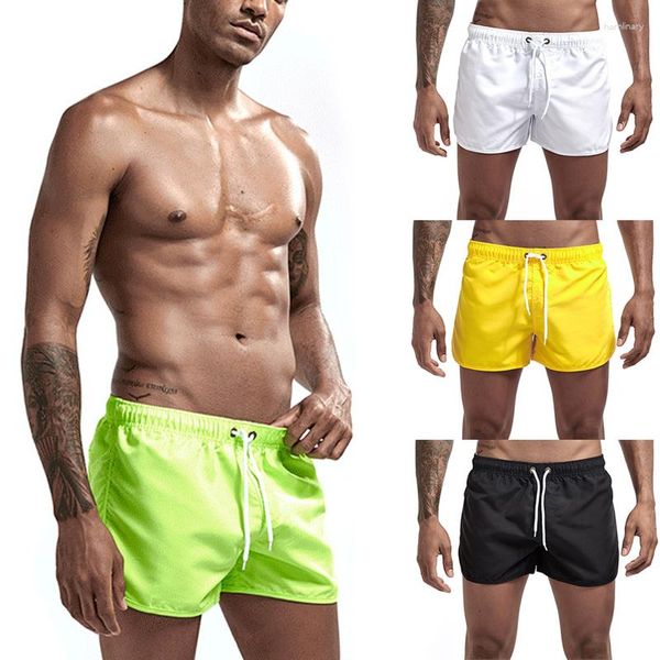 Pantaloncini da uomo Estate Spiaggia di alta qualità Costume da bagno da uomo Costumi da bagno sexy Slip ad asciugatura rapida Costume da bagno sportivo in tinta unita