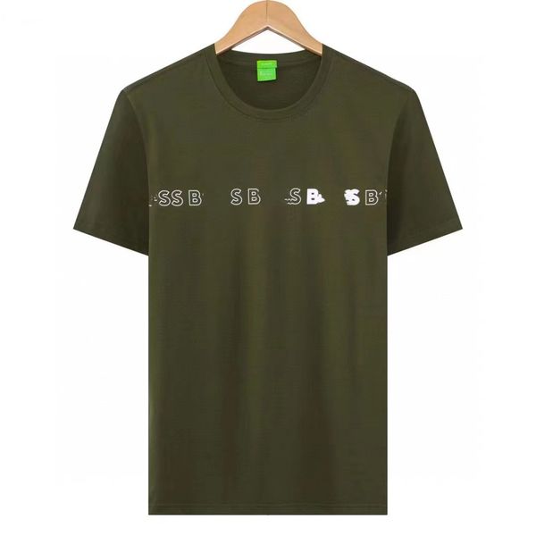 BOS camiseta roupas masculinas desinger Pescoço redondo manga curta padrão carta no peito gola com nervuras algodão respirável simples casual versátil camisas de roupas masculinas M XXXL