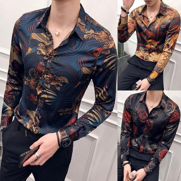 Camicie casual da uomo Abbigliamento uomo2023 Versione coreana primaverile del giovane stilista di capelli Camicia slim floreale monopetto con risvolto Designer da uomo