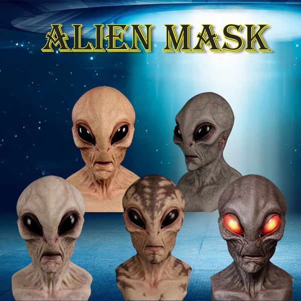 Маски для вечеринок Хэллоуин Маска пришельца Косплей Ужасы НЛО Череп Латексные маски Шлем Карнавальный костюм для вечеринки Реквизит 230906