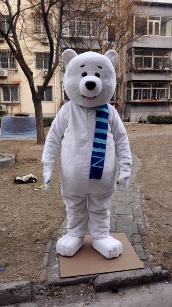 orso bianco costume della mascotte orso polare personaggio dei cartoni animati costume di carnevale vestito operato mascotte anime theme41057