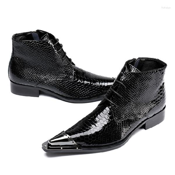 Ботинки Bota Masculina в стиле милитари Zapatos из лакированной кожи, рабочая мужская обувь в армейском стиле с острым стальным носком, зимняя черная армейская обувь для мужчин