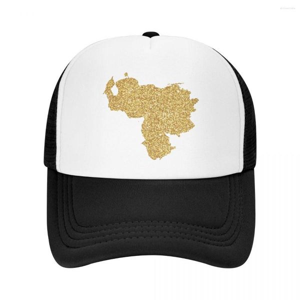 Beralar Gold Venezuela Harita Beyzbol Kapağı Erkekler için Snapback Trucker Hat Ayarlanabilir UNISEX Balıkçılık Kafes Şapkaları